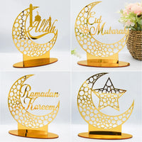 Plateau de service Ramadan — acrylique doré et croissant
