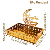 Plateau de service Ramadan — acrylique doré et croissant