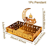 Plateau de service Ramadan — acrylique doré et croissant