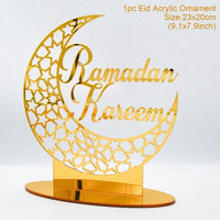 Plateau de service Ramadan — acrylique doré et croissant