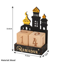 Calendrier de Ramadan en bois — cubes et mosquée
