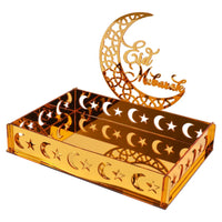 Plateau de service Ramadan — acrylique doré et croissant