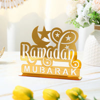 Plateau de service Ramadan — acrylique doré et croissant