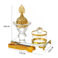 Coffret rituel bakhour — brûleur cristal, pot, pince et plateau